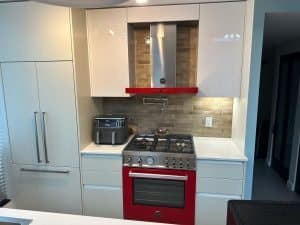 North Vancouver Kitchen Renovation with Red Oven and Hood