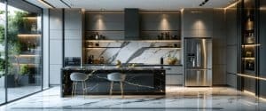 modern kitchen renovations with marble countertops