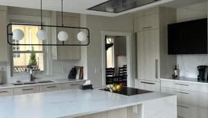modern kitchen with island and modern lighting | GPS: 49.437956, -122.807749